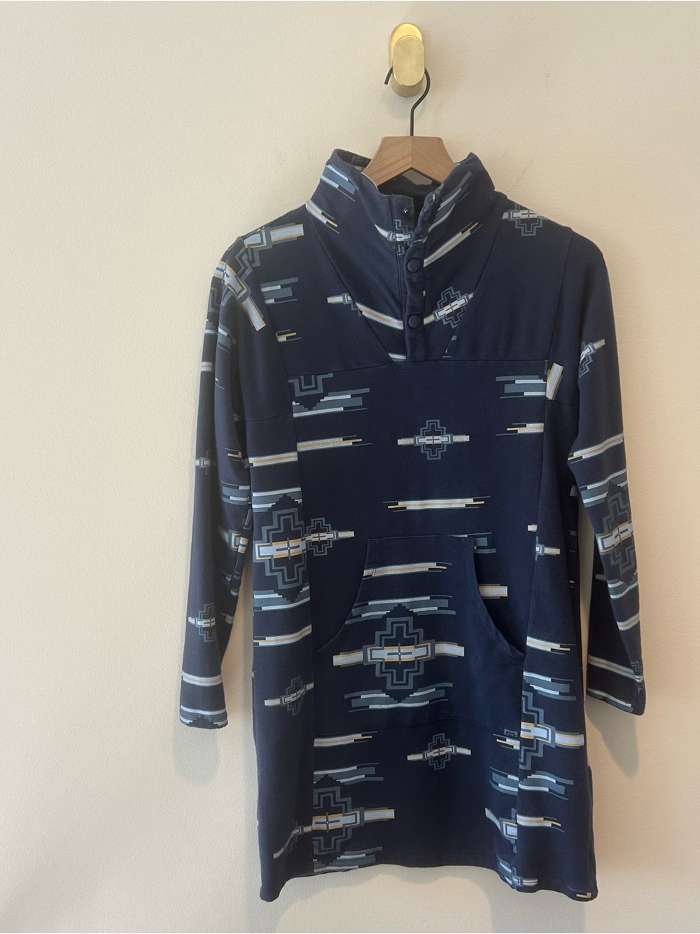 Pendleton Women’s Dress Aztec Southwestern Navy Blue LS Mock Neck Size XS
